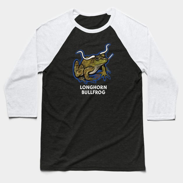 Longhorn Bullfrog Baseball T-Shirt by Art from the Blue Room